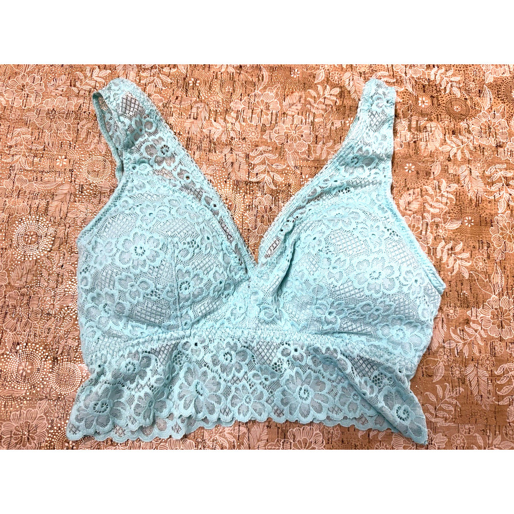 ☆ So Intimates Junior’s Lace Wireless Bra Bralette Size MED Blue Removable Pads